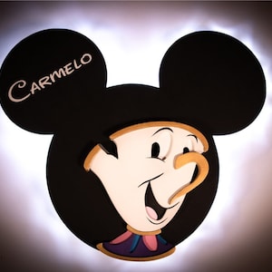 Chip from Beauty and the Beast Wooden Door Magnets with Lights for Disney cruise, Beast Mickey, Belle Minnie, Chip wall decor
