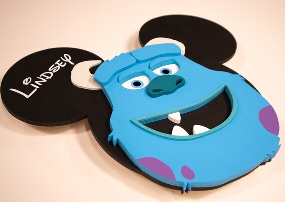 Sully Mickey Disney Cruise Line Wooden Door Magnet With LED Lights