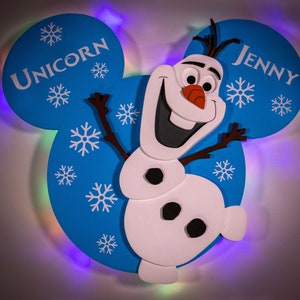 Olaf Wooden Door Magnets with Lights for Disney cruise, Elsa Minnie, Frozen Minnie, Frozen wall decoration, Frozen Mickey, Olaf wall decor