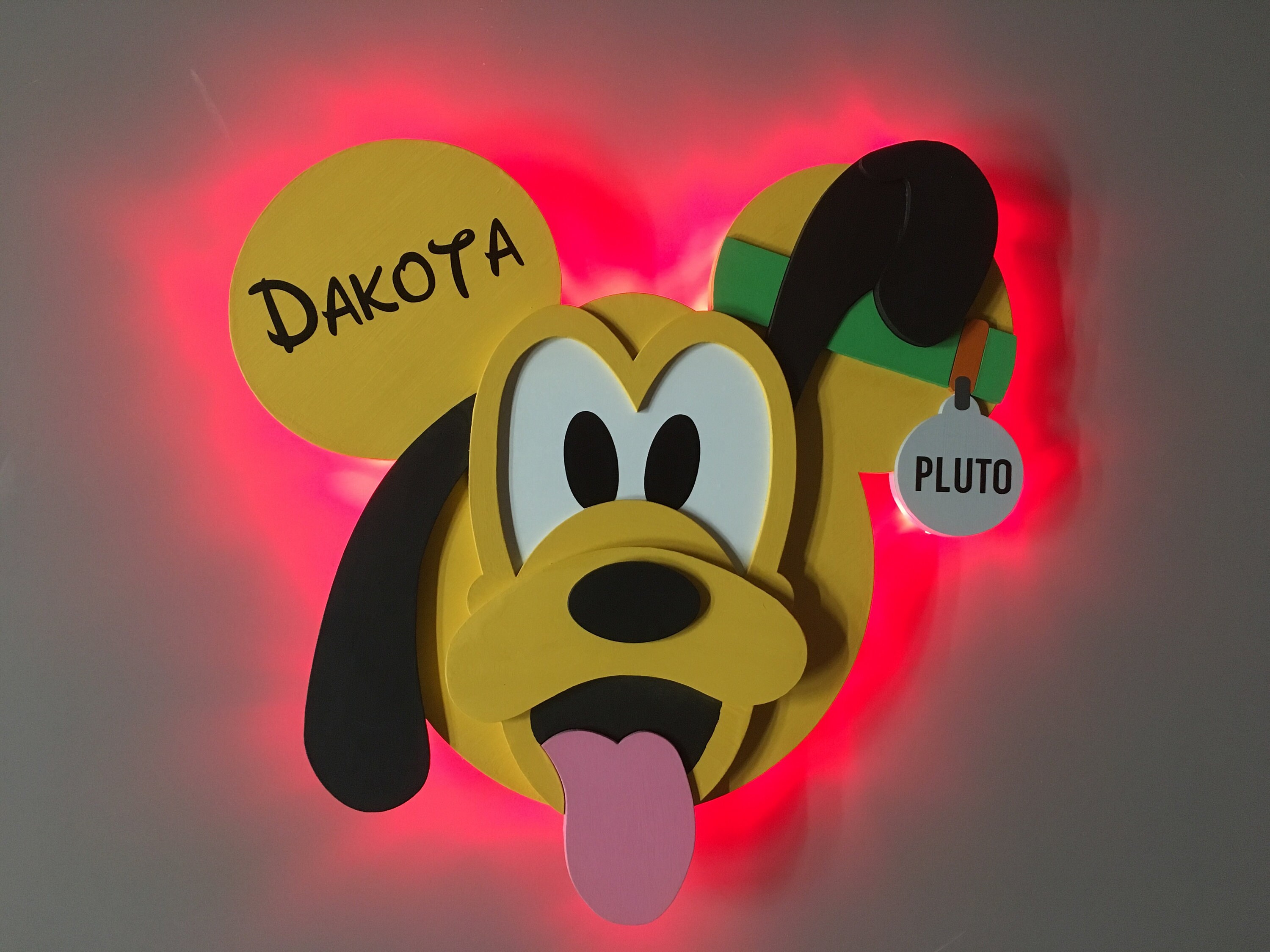 Pluto Disney Cruise Door Magnets With LED Lights, 3-D Wooden