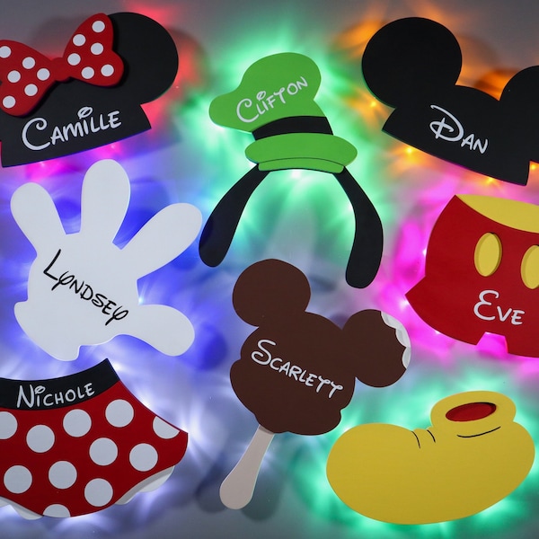 Imanes de puerta Disney para cruceros, imanes de madera personalizados con retroiluminación LED, se venden por unidad, decoración de pared con accesorios de Mickey