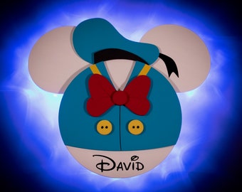 Donald Duck Disney Cruise Line Wooden Door Magnets with LED Lights, Donald Duck room decoration