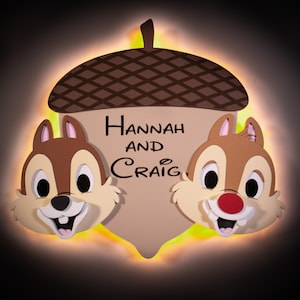 Chip and Dale, Wooden Door Magnets with Lights for Disney cruise, Disney cruise door magnet, Chip &#39;n Dale, Chipmunks