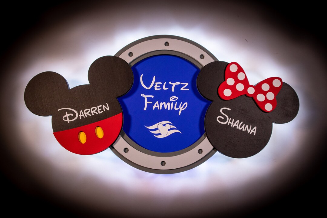 Mickey and Minnie Porthole Design, Disney Cruise Door Magnets W/ LED ...