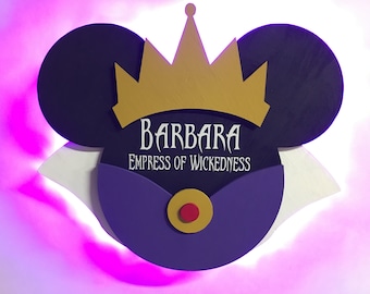 Regina Cattiva di Biancaneve, magneti in legno con luci per porta da crociera Disney, magnete per porta da crociera Disney, decorazione da parete a tema cattivo Disney