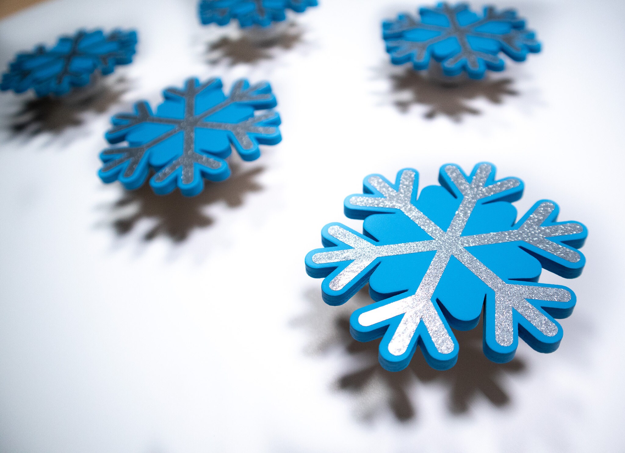 Five Snowflake Door Magnets with Remote Controlled Color Changing Lights for Disney cruise, Elsa, Alaska, Olaf, Frozen Minnie