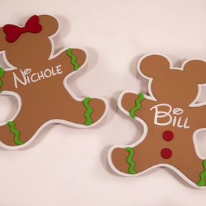 Gingerbread Mickey or Minnie with LED backlighting, Very Merrytime Disney Christmas cruise magnet, Mickey xmas decor, sold individually