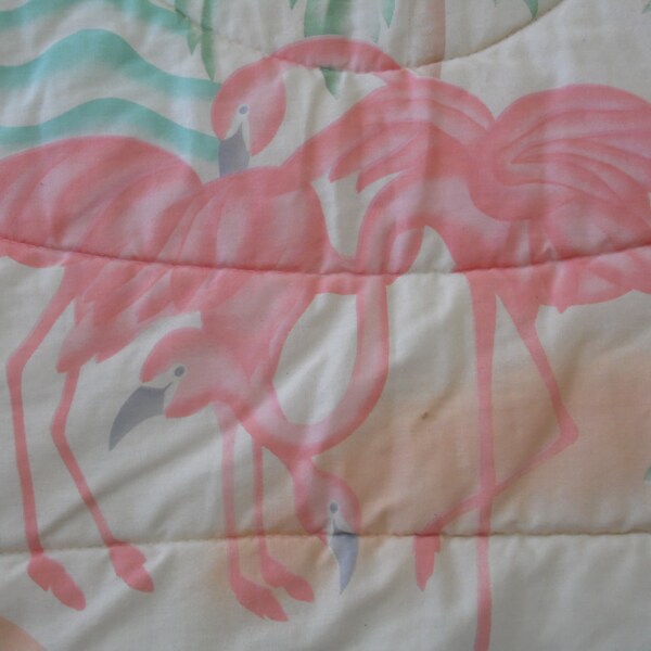 reserved for skaggs - vintage FLAMINGO BEDSPREAD - Queen