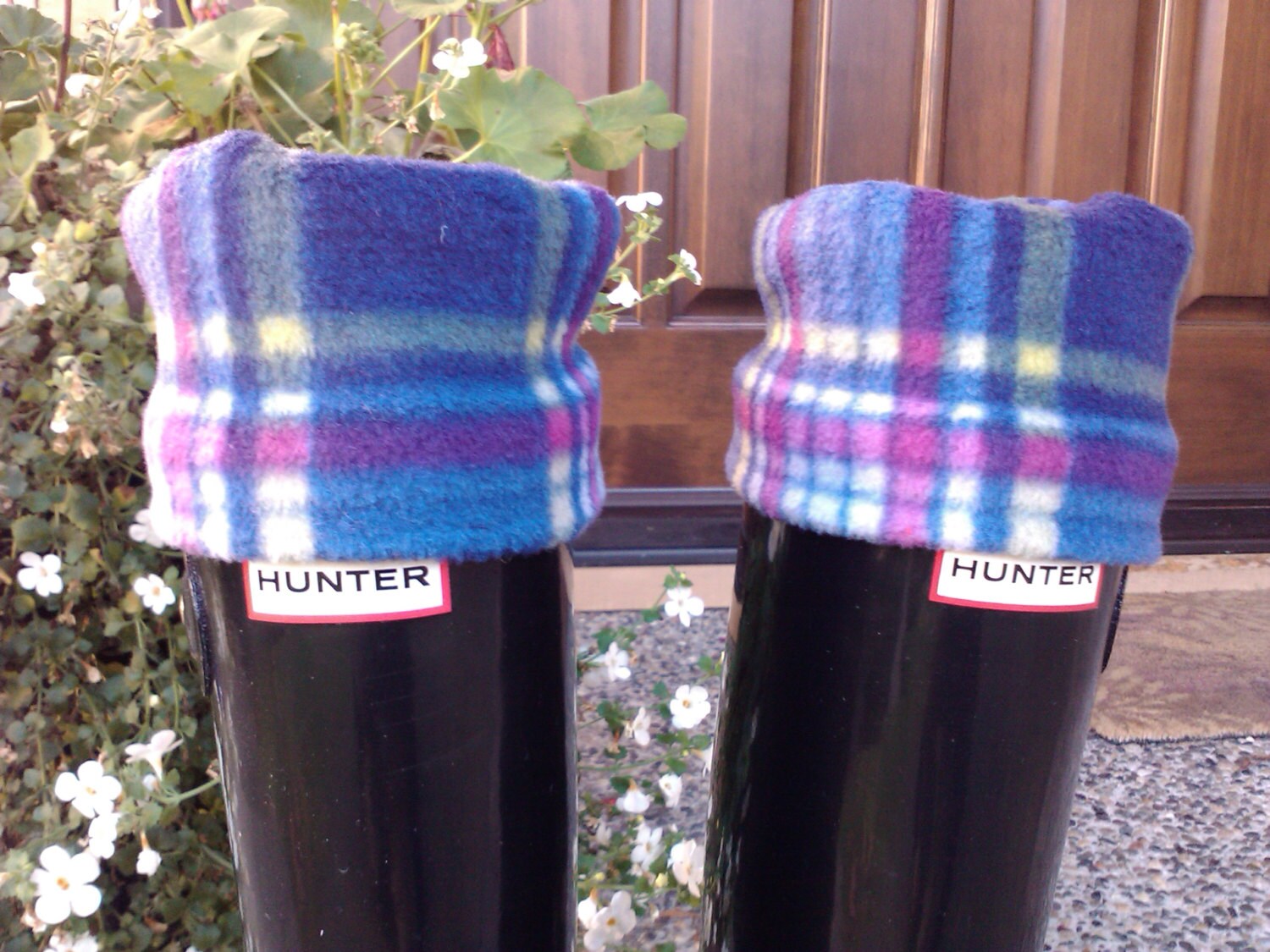 Boot Socks Boot Liners. Blue Plaid 