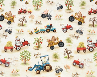 Funny Farm Digital Cuddle Fabric by Shannon Fabrics, Farm Friends Minky Fabric by the Yard, Farm Animal Plush Fabric