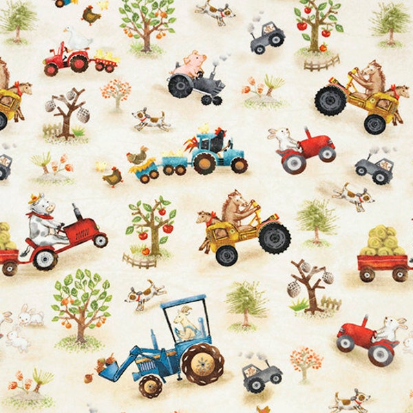 Funny Farm Digital Cuddle, Minky Fabric By The Yard, Shannon Fabrics Farm Friends Minky