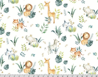 Safari Babies Digital Cuddle Fabric by Shannon Fabrics | Jungle Animal Minky Fabric by the Yard