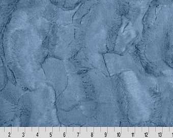 Luxe Cuddle Hide Jeans Minky Fabric by Shannon Fabrics, Minky Fabric by the Yard, 10 mm High Pile Luxury Faux Fur