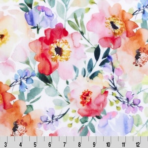 Secret Garden  Digital Cuddle Multi, Minky Fabric By The Yard, Shannon Fabrics Floral Minky Fabric, Flower Fabric