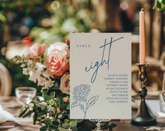 Blumen Hortensien Hochzeit Tischnummern, elegantes Event Dekor (5x7 Digitaldruck)