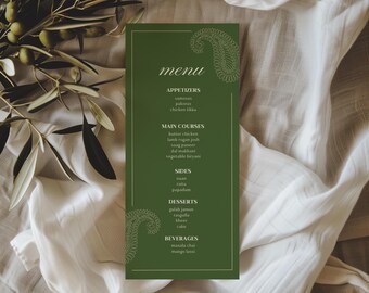 Indisches Hochzeitsmenü Vorlage, Modernes Desi Hochzeitsdekor (Digitaler Download)