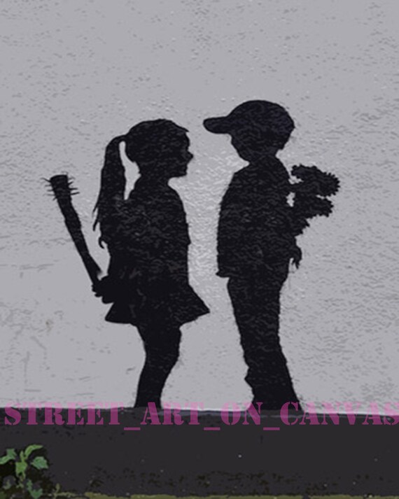 Banksy Whatever Boy Grafitti Giclee 16 x 20 Canvas Print Venne