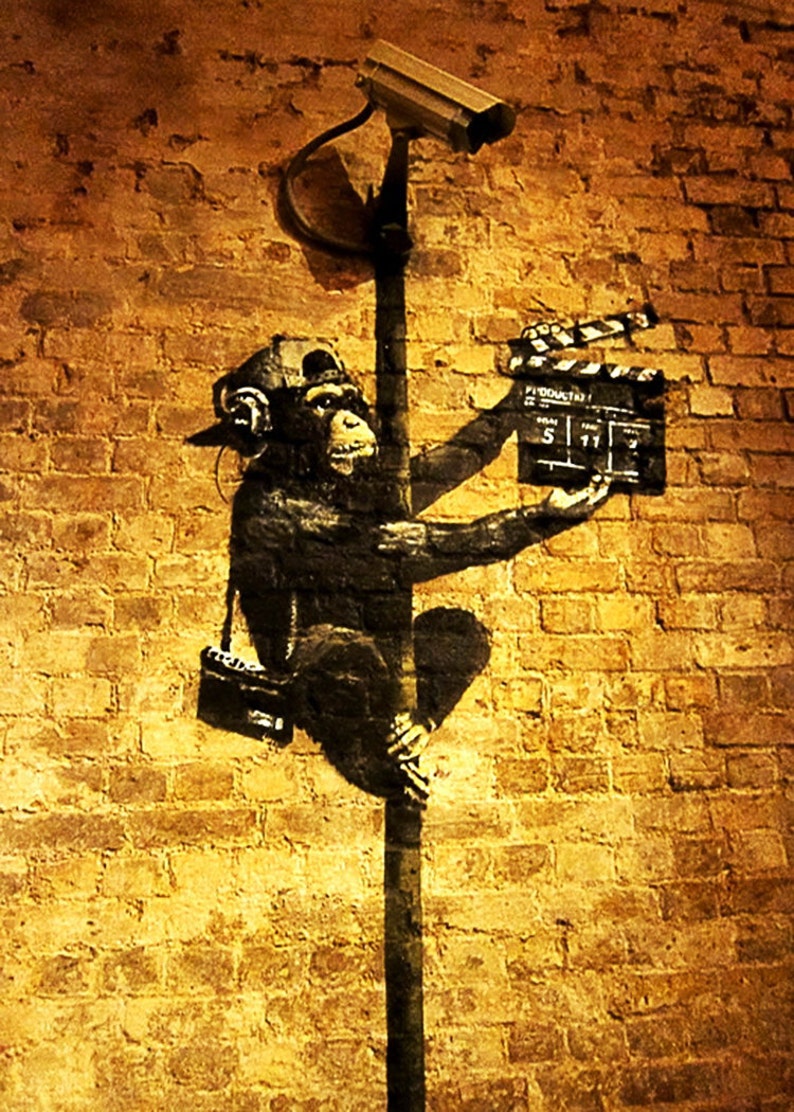 Banksy Canvas Monkey Director Street Art Grafitti 16 X 20 Inch Premium