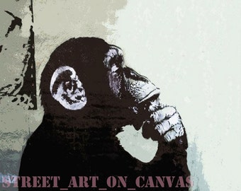 Banksy canvas Thinker Street Art Grafitti Premium Print