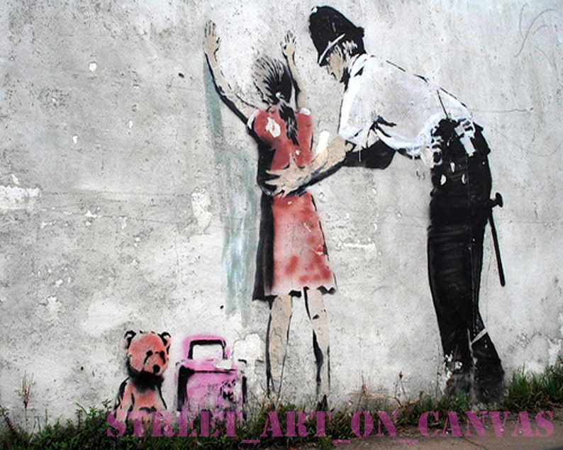 BANKSY STREET ART /"FRISKING GIRL/" LARGE PHOTO LOOKS GREAT FRAMED