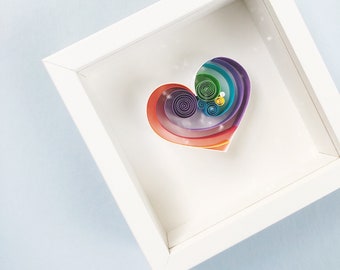 Rainbow Paper Quilled Mini Heart