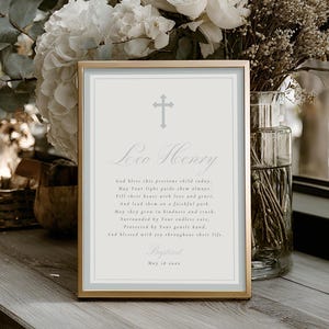 Baptism Prayer Sign Template, Editable Modern Boy Baptism Decor, Printable Christening Gift for Boys 7004