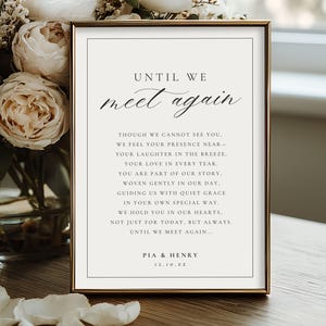 Until We Meet Again Wedding Sign Template, In Loving Memory Sign, Memorial Table Sign, Editable Printable, Wedding Remembrance Decor 4011
