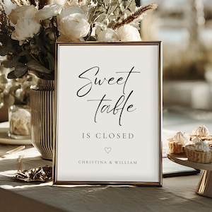 Dessert Table Is Closed Sign, Printable Wedding Dessert Sign, Editable Cake Table Decor, Instant Download, Wedding Reception Sign 4024