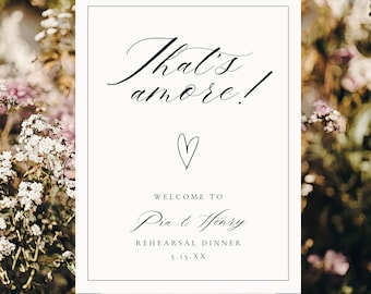 That’s Amore Rehearsal Dinner Welcome Sign, Editable Italian Wedding Template, Printable Decor, Instant Download Canva Template 4011