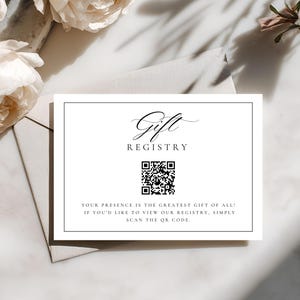 Wedding Gift Registry Card QR Code, Editable Insert Template, Printable Shower Registry Card, Modern Wedding Insert, Instant Download 4011