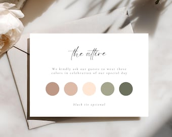 Guest Attire Card Template | Wedding Dress Code Insert | Editable Wedding Attire Details | Modern Printable Guest Dress Code Card 4024