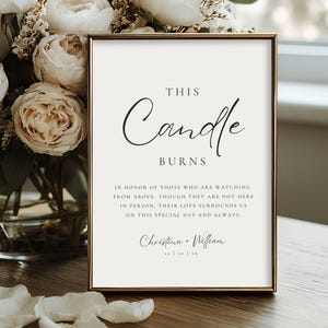 This Candle Burns Wedding Sign Template, Editable In Loving Memory Sign, Modern Memorial Wedding Printable, Remembrance Table Decor 4024
