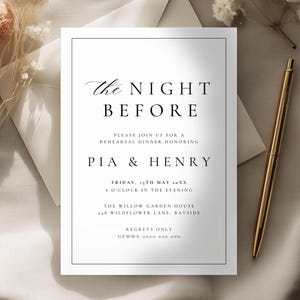 The Night Before Rehearsal Dinner Invitation | Editable Wedding Rehearsal Template | Printable Canva Invite | Modern Pre-Wedding Dinner 4011