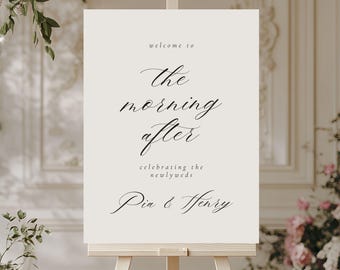 Post Wedding Brunch Sign, Custom Morning After Welcome Sign, Elegant Wedding Decor for Celebrations 4011