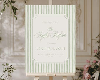 The Night Before Sign Sage Green, Editable Wedding Welcome Template, Rehearsal Dinner Decor, Digital Download 4099