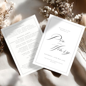 Formal Wedding Program Template, Elegant Editable Ceremony Schedule, Customizable Digital Download, Classic Printable Ceremony Program 4011