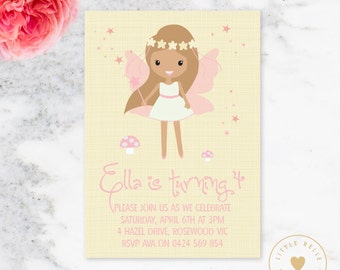 Invitation d’anniversaire de fée imprimable / Woodland Fairy Invite / Rose / Invitation numérique