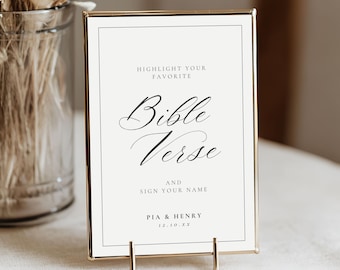 Highlight Your Favorite Bible Verse Sign, Editable Guestbook for Weddings, Instant Download, Custom Decor 4011