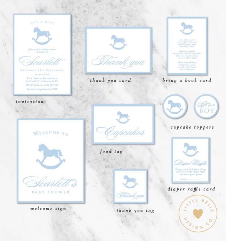 Boy Baby Shower Package / Rocking Horse Baby Shower Invite / Etsy
