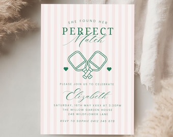 Perfect Match Pickleball Bridal Shower Invitation, Digital Download, Last Swing Before the Ring, Printable Template 2049