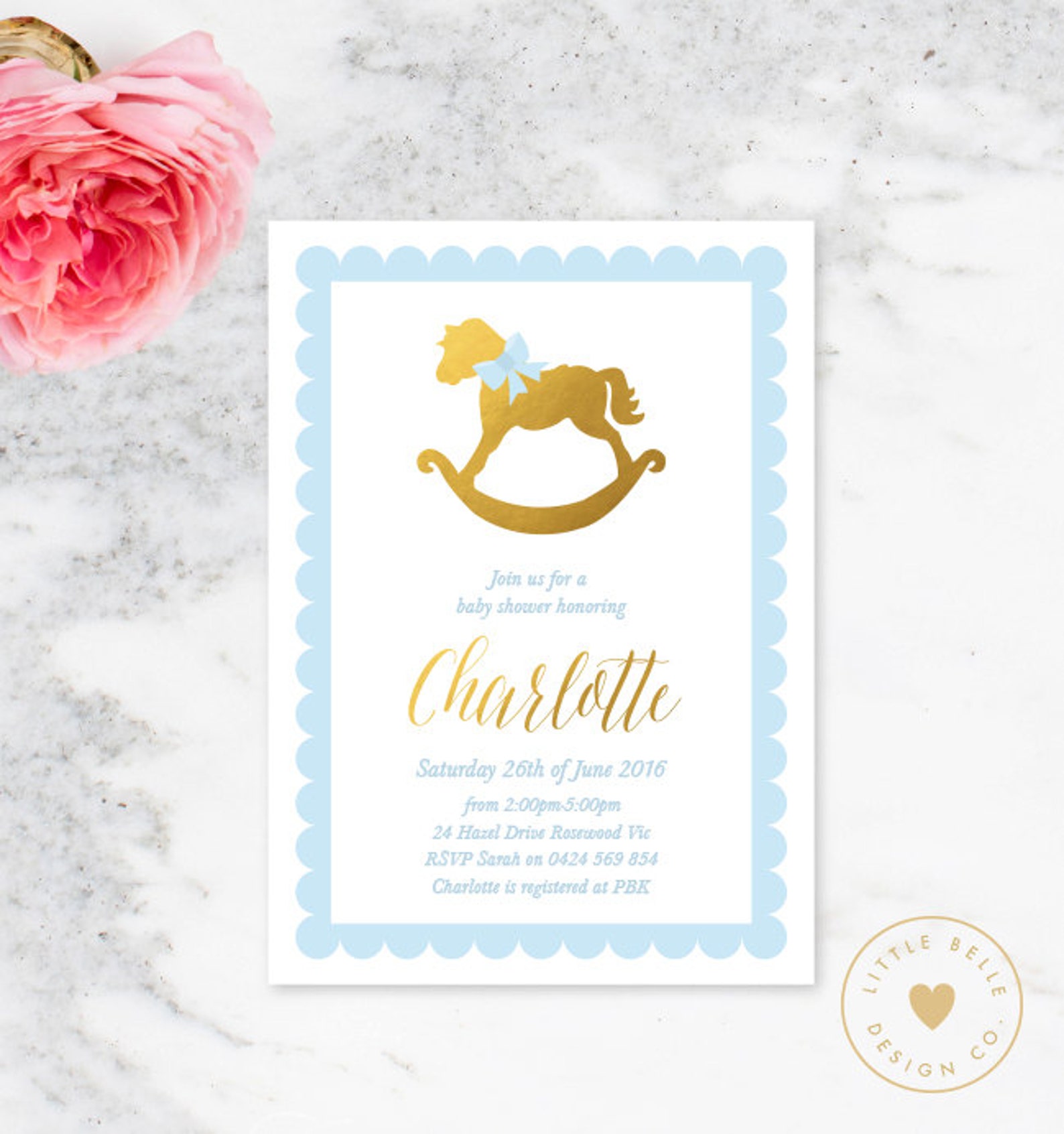 Boy Baby Shower Invitation / Rocking Horse Baby Shower Invite Etsy