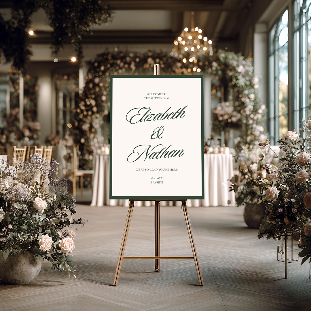 Old Money Welcome Sign Template, Elegant Wedding Printable, Editable ...