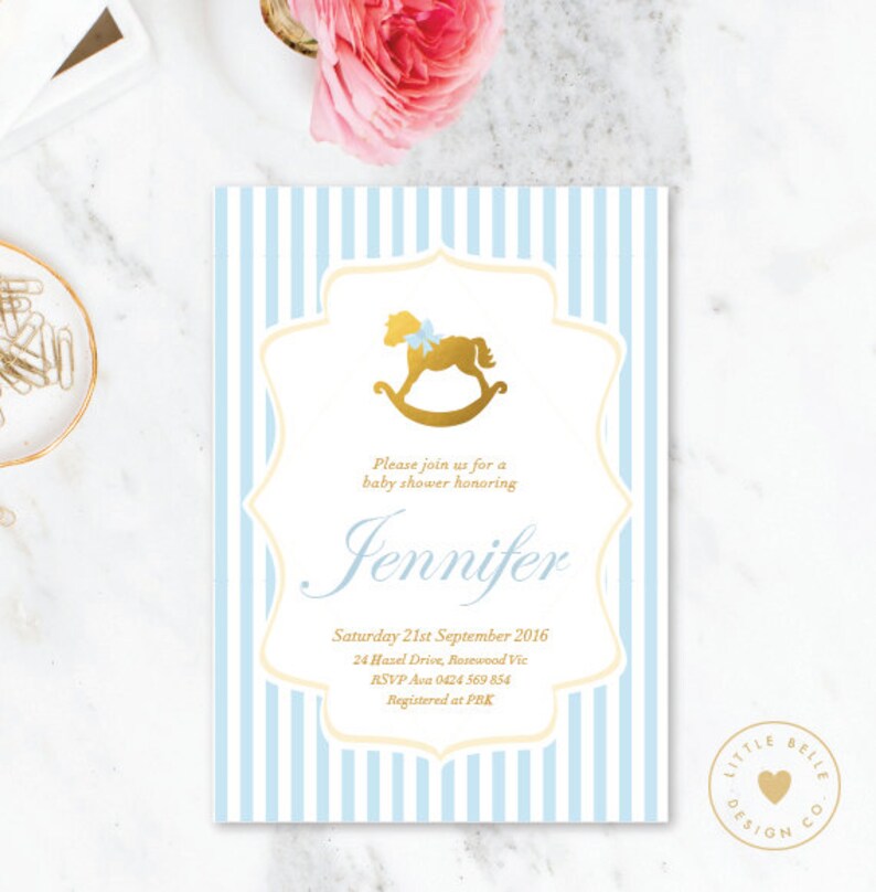 Boy Baby Shower Invitation / Rocking Horse Baby Shower Invite Etsy
