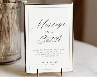 Message in a Bottle Sign for Wedding, Personalized Guest Book, Minimalist Advice Sign, Unique Wedding Decor 4011