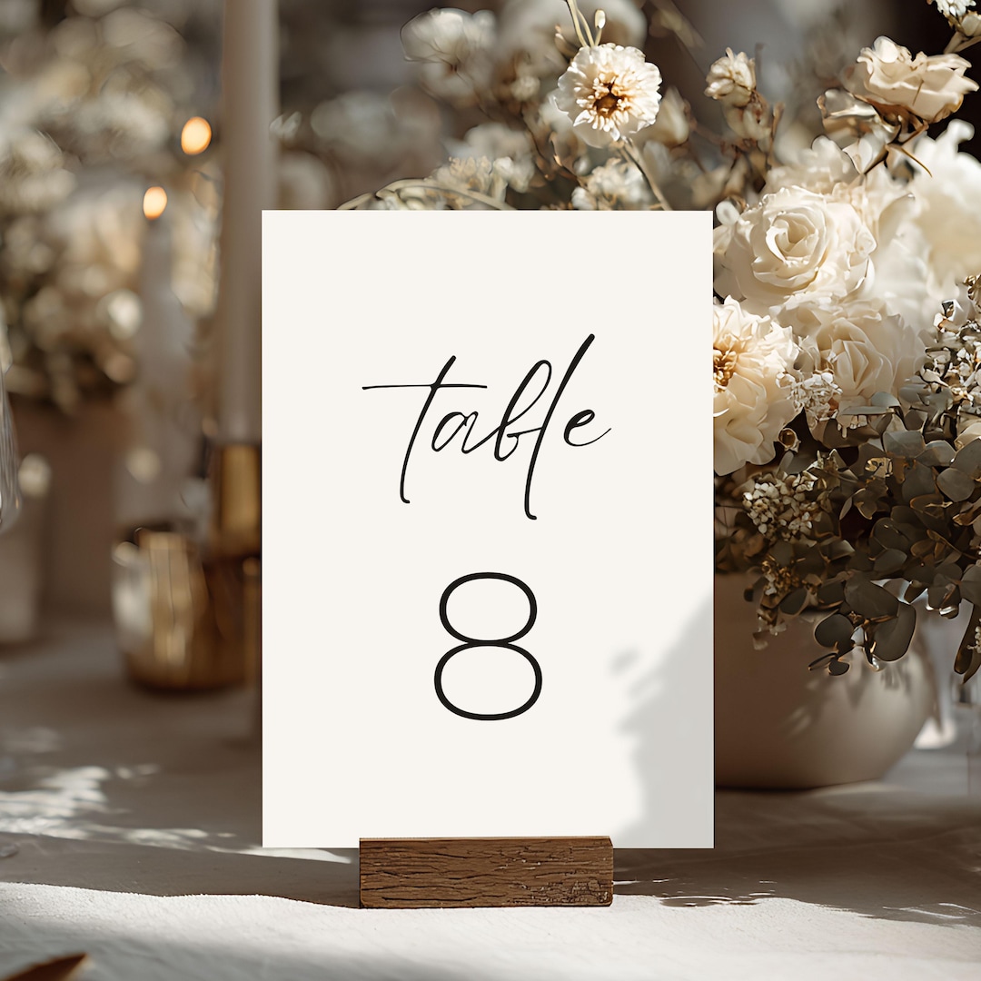 Modern Minimal Wedding Table Numbers Printable 5x7, Editable Canva ...