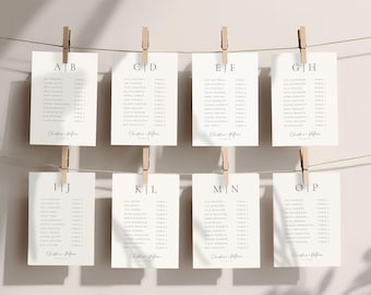 Alphabetical Seating Chart Template, Elegant Wedding Seating Plan, Editable Find Your Seat Sign, Printable Reception Seating Chart 4024