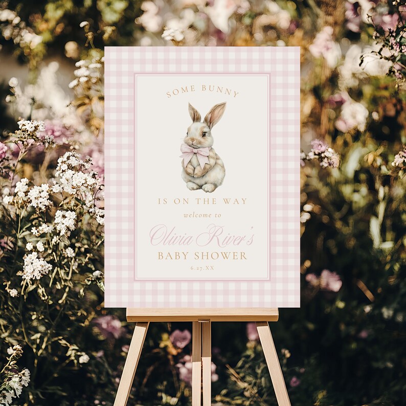 Some Bunny is on the Way Sign, Personalized Baby Shower Welcome Decor ...