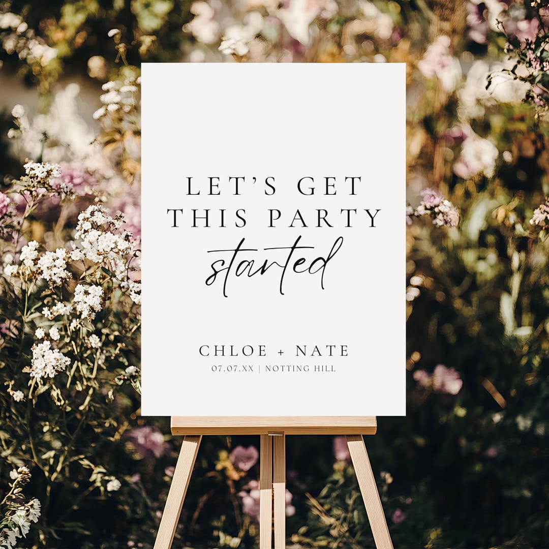 Let's Get This Party Started Welcome Sign, Modern Printable Wedding ...