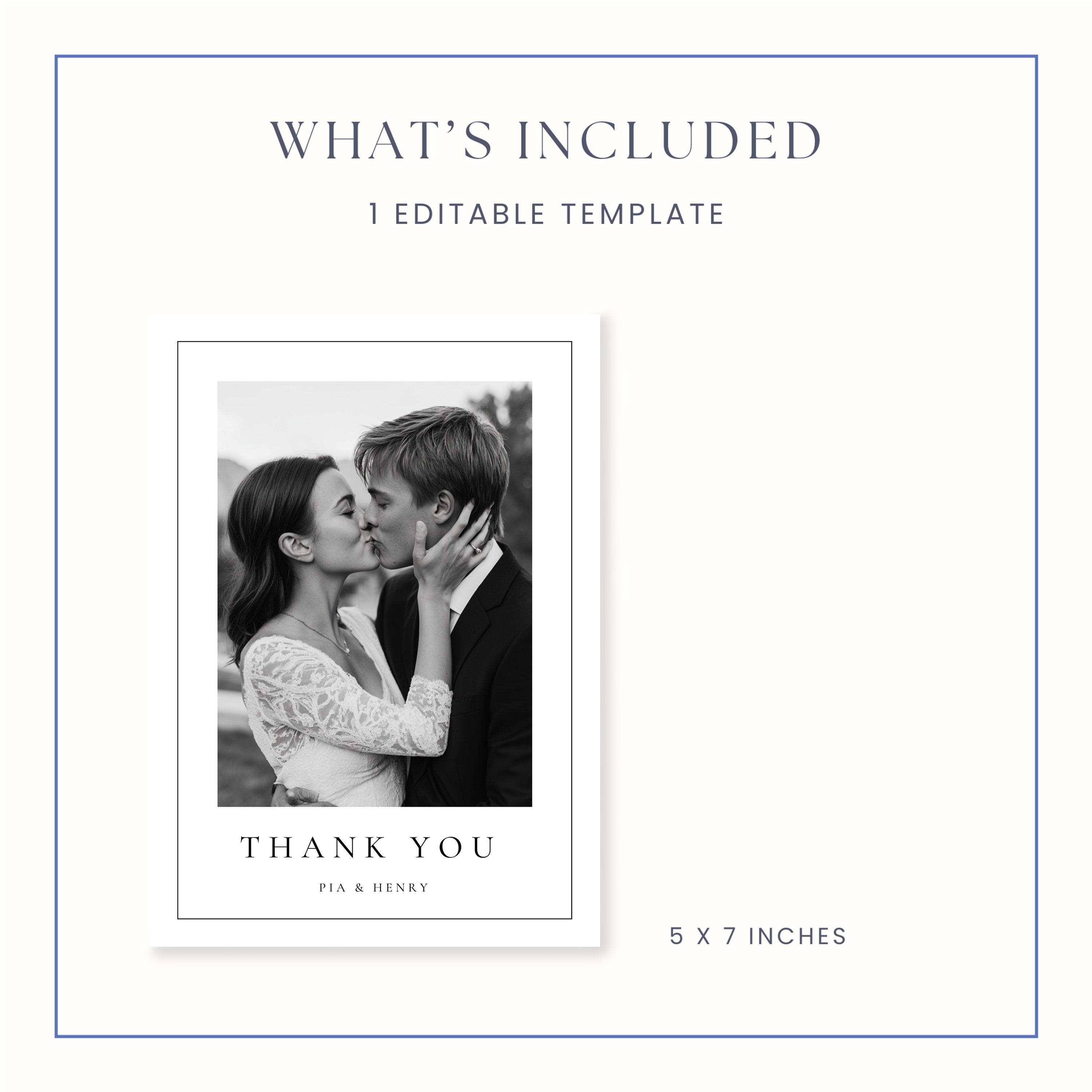 Wedding Thank You Card Template With Photo | Editable Canva Design ...