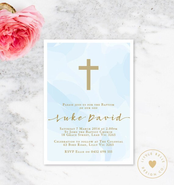 Boy Baptism Invitation Printable Boy Christening Invite Cross